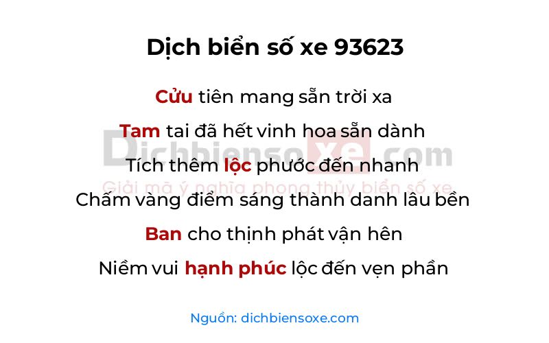 Dịch thơ biển số 93623