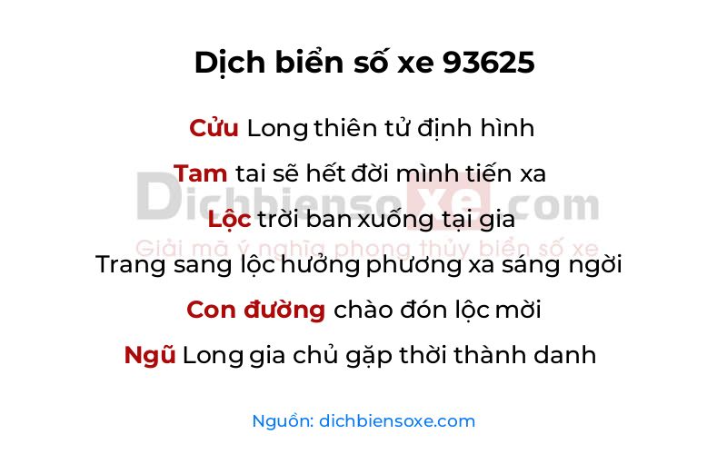 Dịch thơ biển số 93625