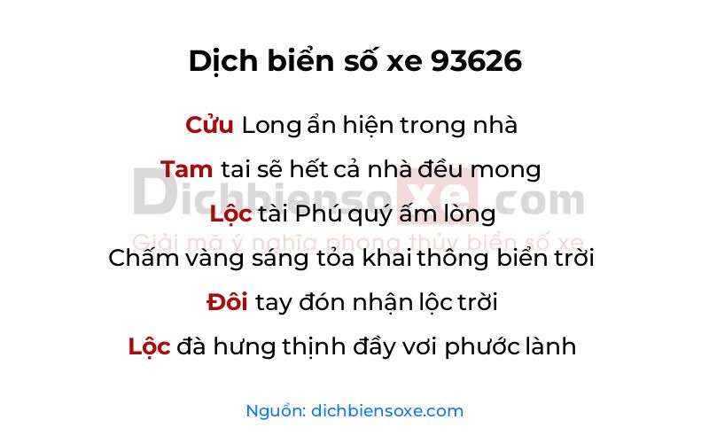 Dịch thơ biển số 93626