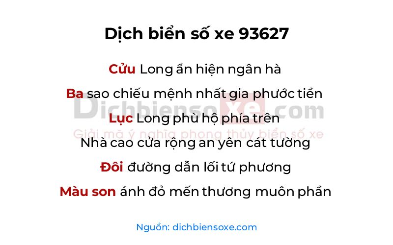 Dịch thơ biển số 93627