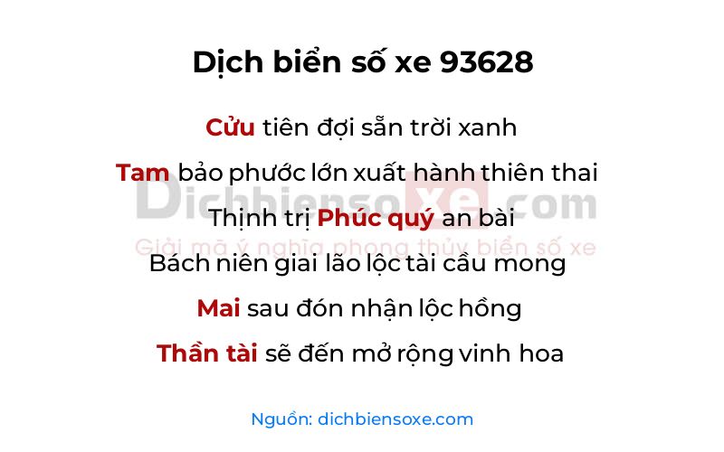 Dịch thơ biển số 93628