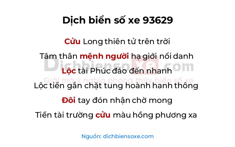Dịch thơ biển số 93629