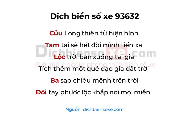 Dịch thơ biển số 93632