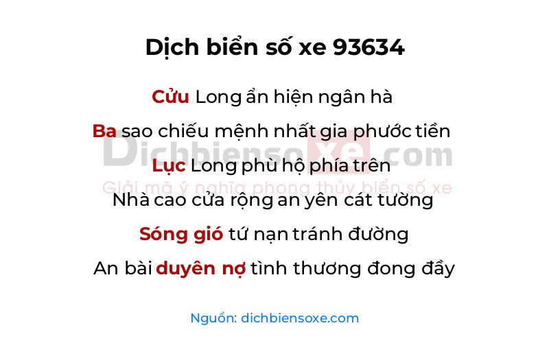 Dịch thơ biển số 93634
