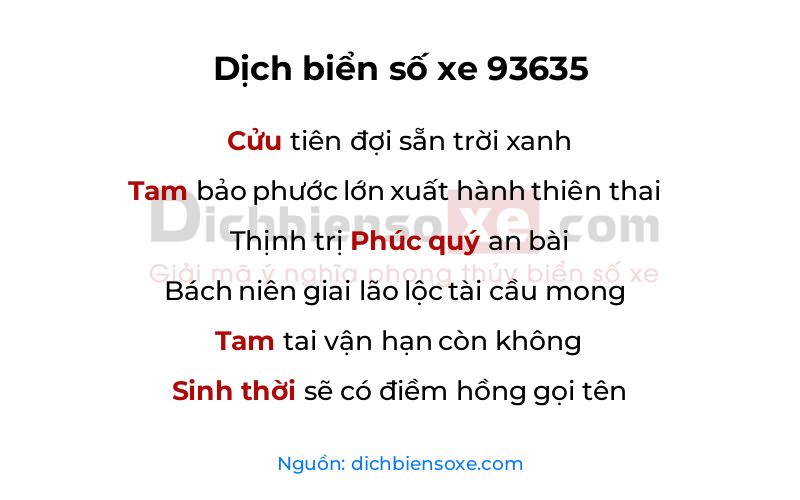 Dịch thơ biển số 93635