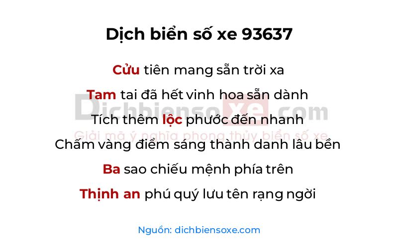 Dịch thơ biển số 93637