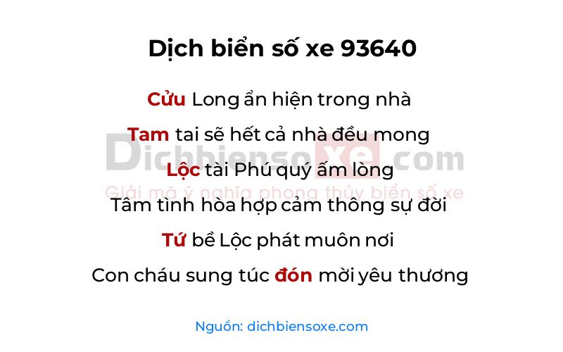 Dịch thơ biển số 93640