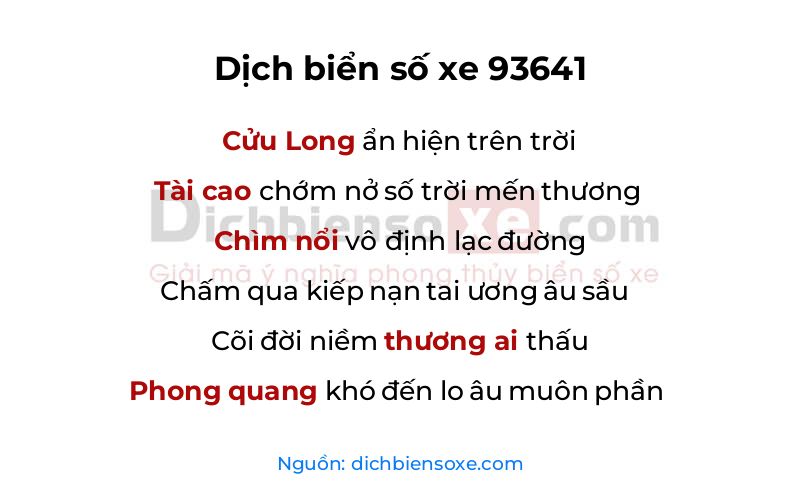 Dịch thơ biển số 93641
