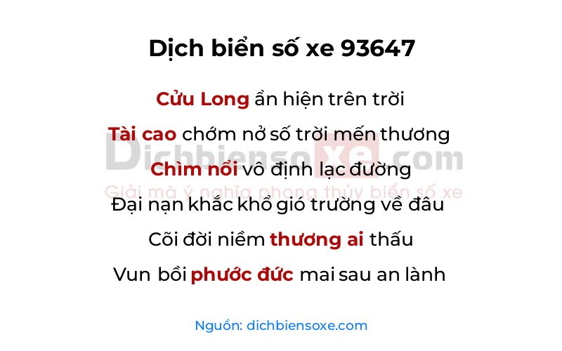 Dịch thơ biển số 93647