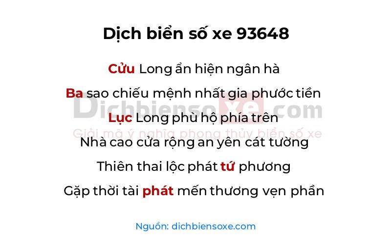 Dịch thơ biển số 93648