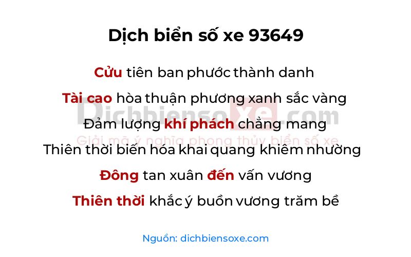 Dịch thơ biển số 93649