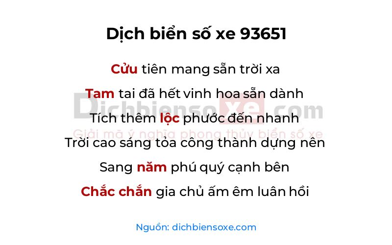 Dịch thơ biển số 93651