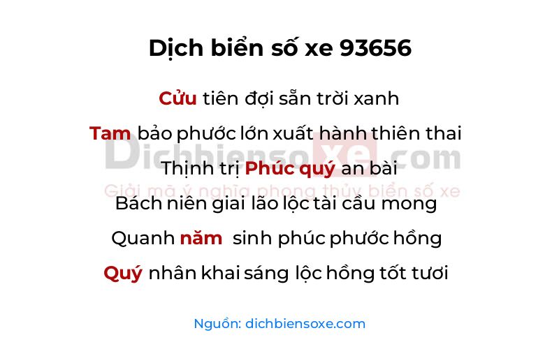 Dịch thơ biển số 93656