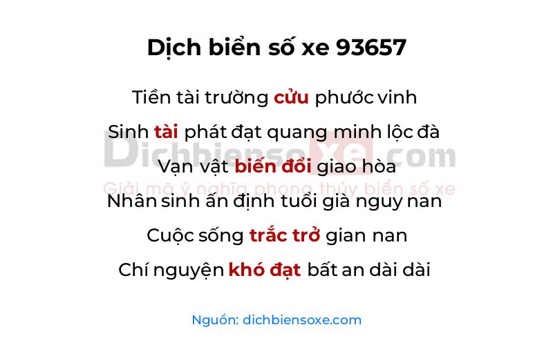 Dịch thơ biển số 93657