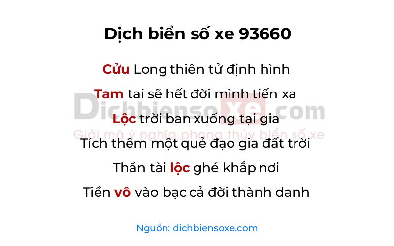 Dịch thơ biển số 93660