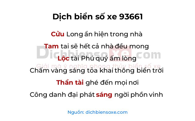 Dịch thơ biển số 93661