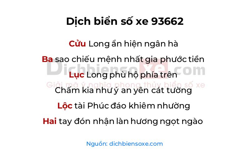 Dịch thơ biển số 93662