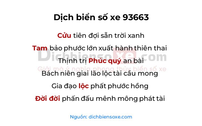 Dịch thơ biển số 93663