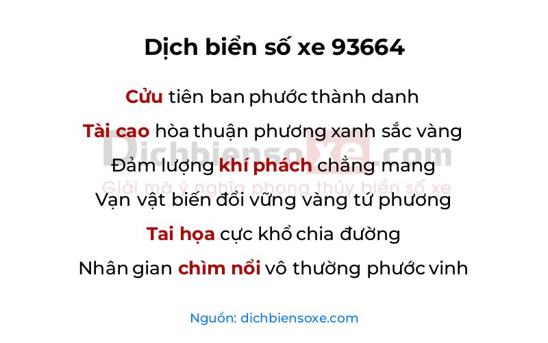 Dịch thơ biển số 93664