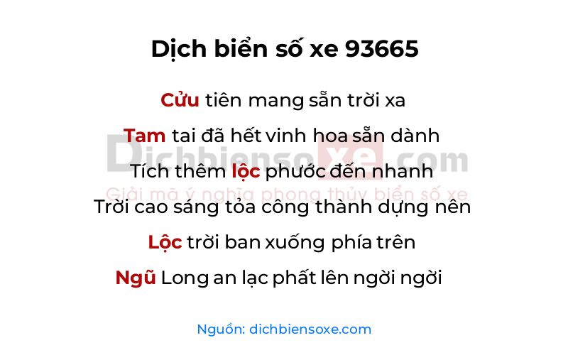 Dịch thơ biển số 93665