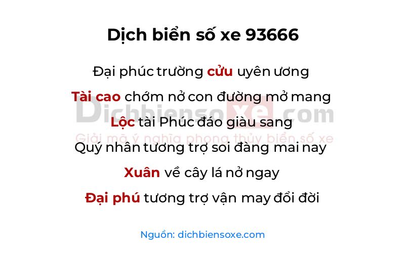 Dịch thơ biển số 93666