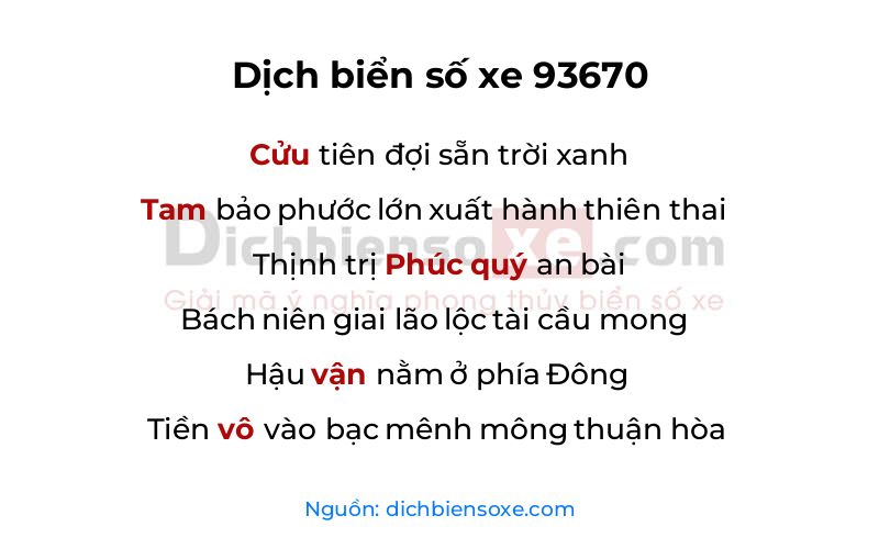 Dịch thơ biển số 93670