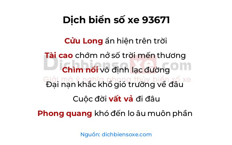 Dịch thơ biển số 93671