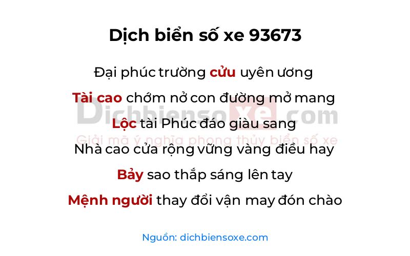 Dịch thơ biển số 93673