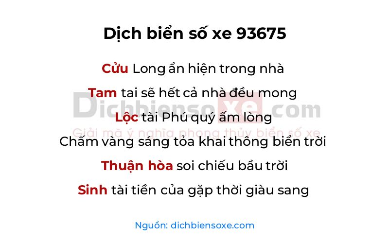 Dịch thơ biển số 93675