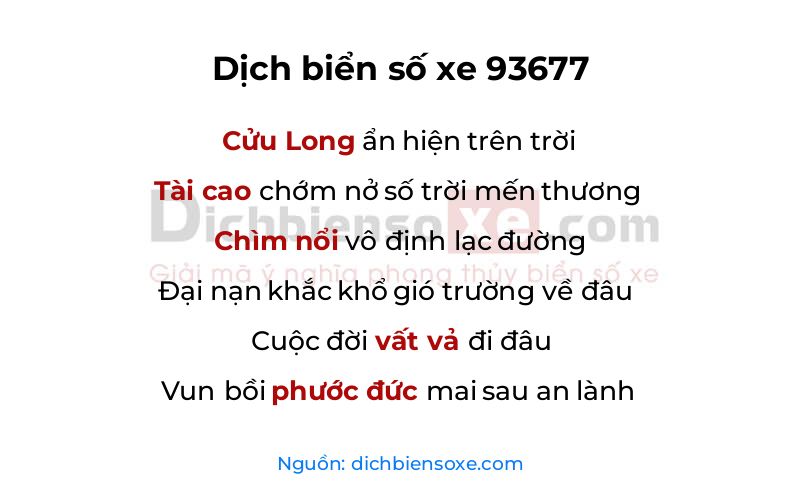 Dịch thơ biển số 93677