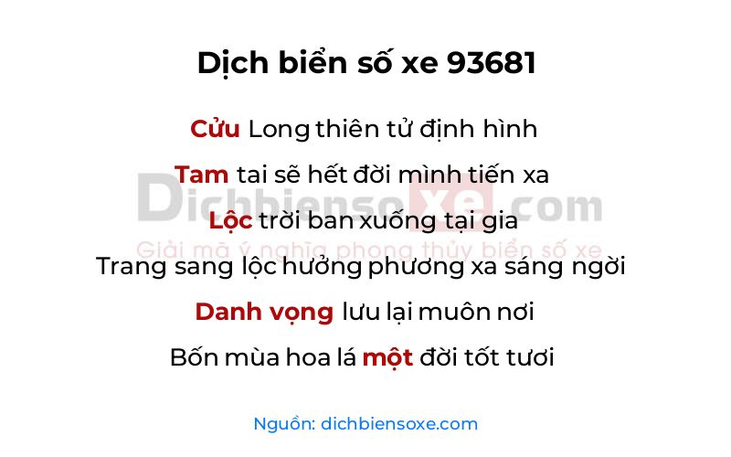 Dịch thơ biển số 93681