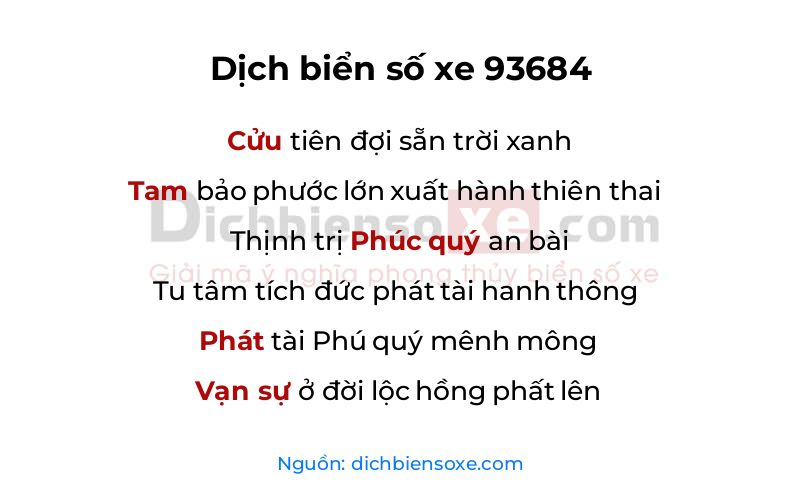Dịch thơ biển số 93684