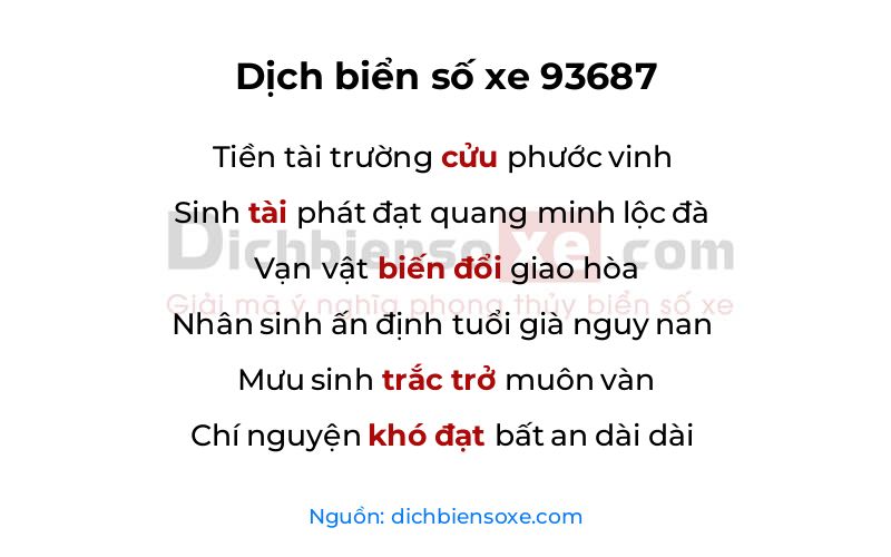 Dịch thơ biển số 93687