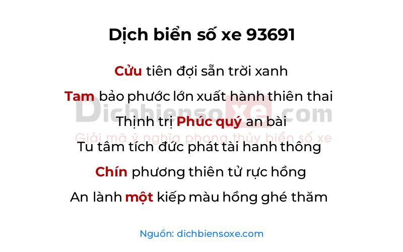 Dịch thơ biển số 93691