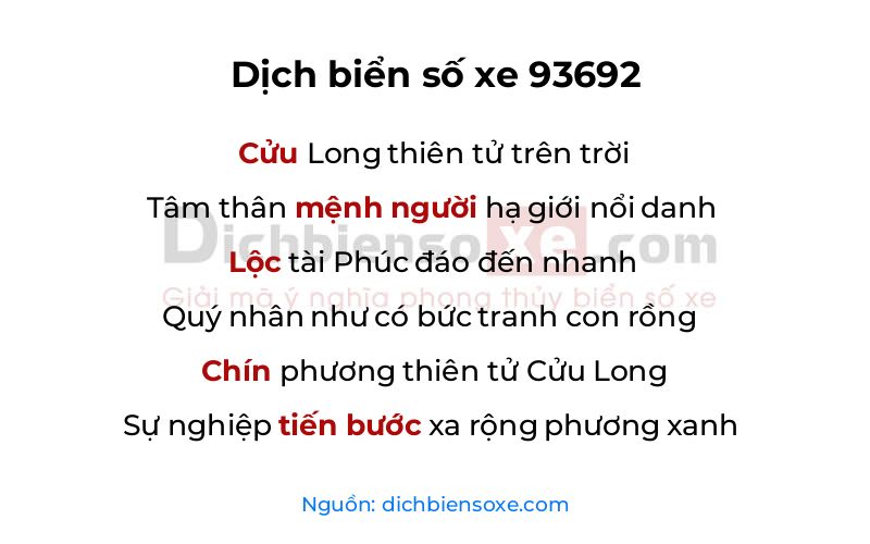 Dịch thơ biển số 93692