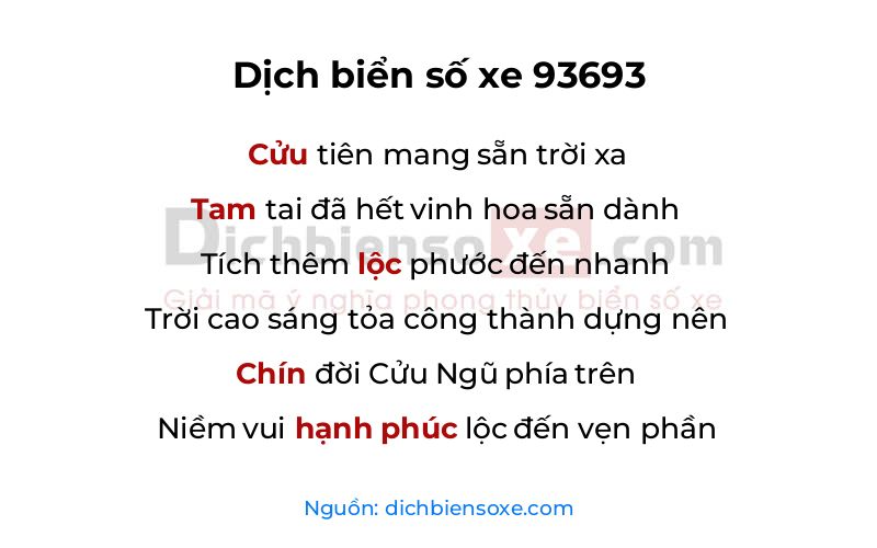 Dịch thơ biển số 93693