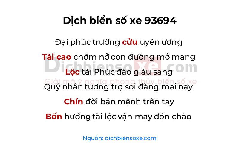 Dịch thơ biển số 93694