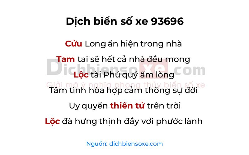 Dịch thơ biển số 93696