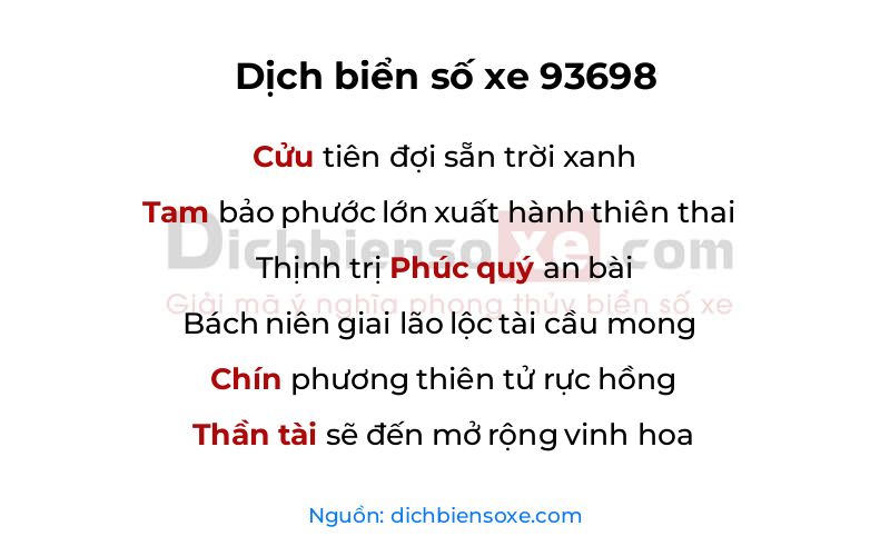 Dịch thơ biển số 93698