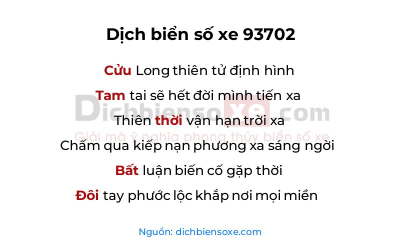 Dịch thơ biển số 93702