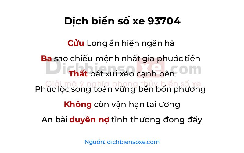 Dịch thơ biển số 93704