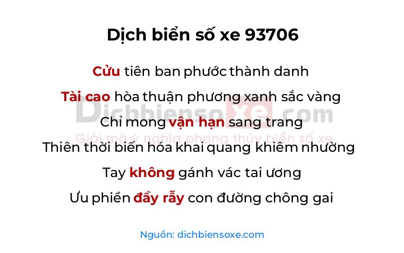 Dịch thơ biển số 93706