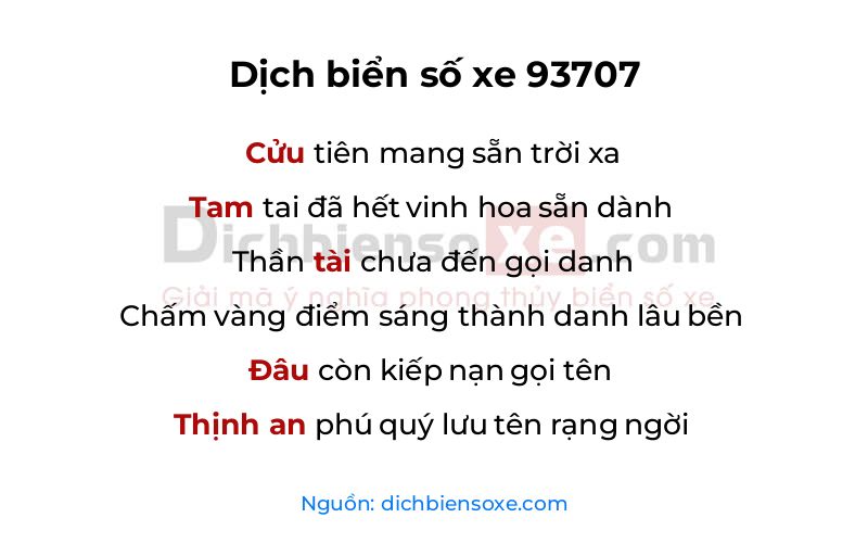 Dịch thơ biển số 93707