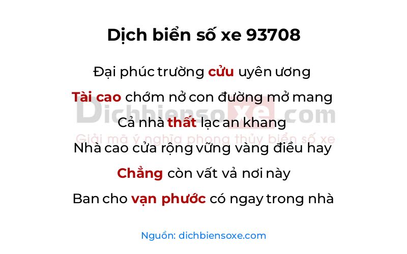 Dịch thơ biển số 93708