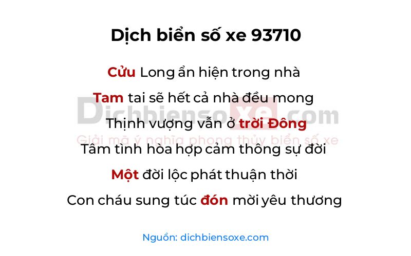Dịch thơ biển số 93710