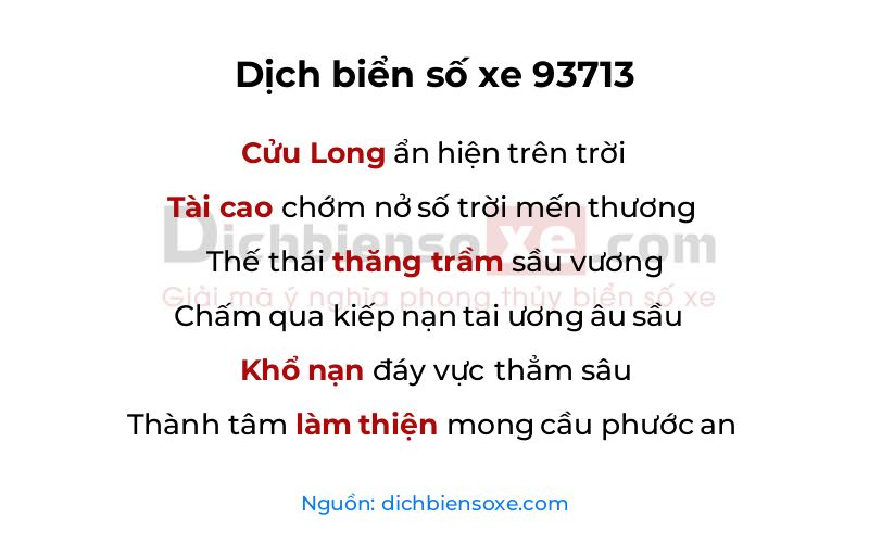 Dịch thơ biển số 93713