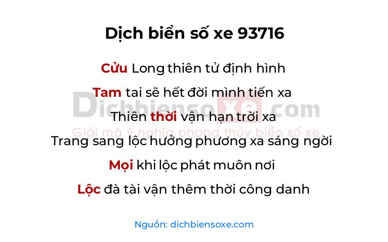Dịch thơ biển số 93716