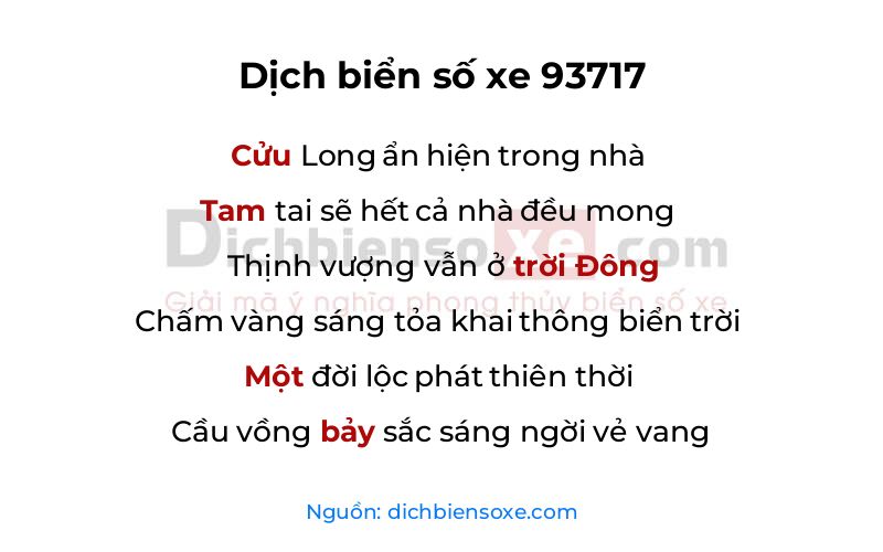 Dịch thơ biển số 93717