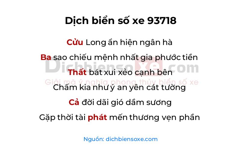 Dịch thơ biển số 93718