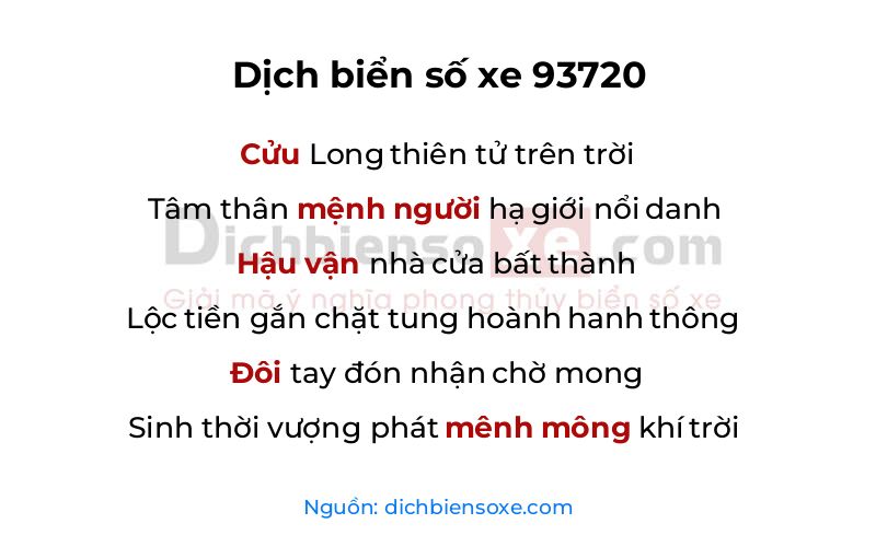 Dịch thơ biển số 93720